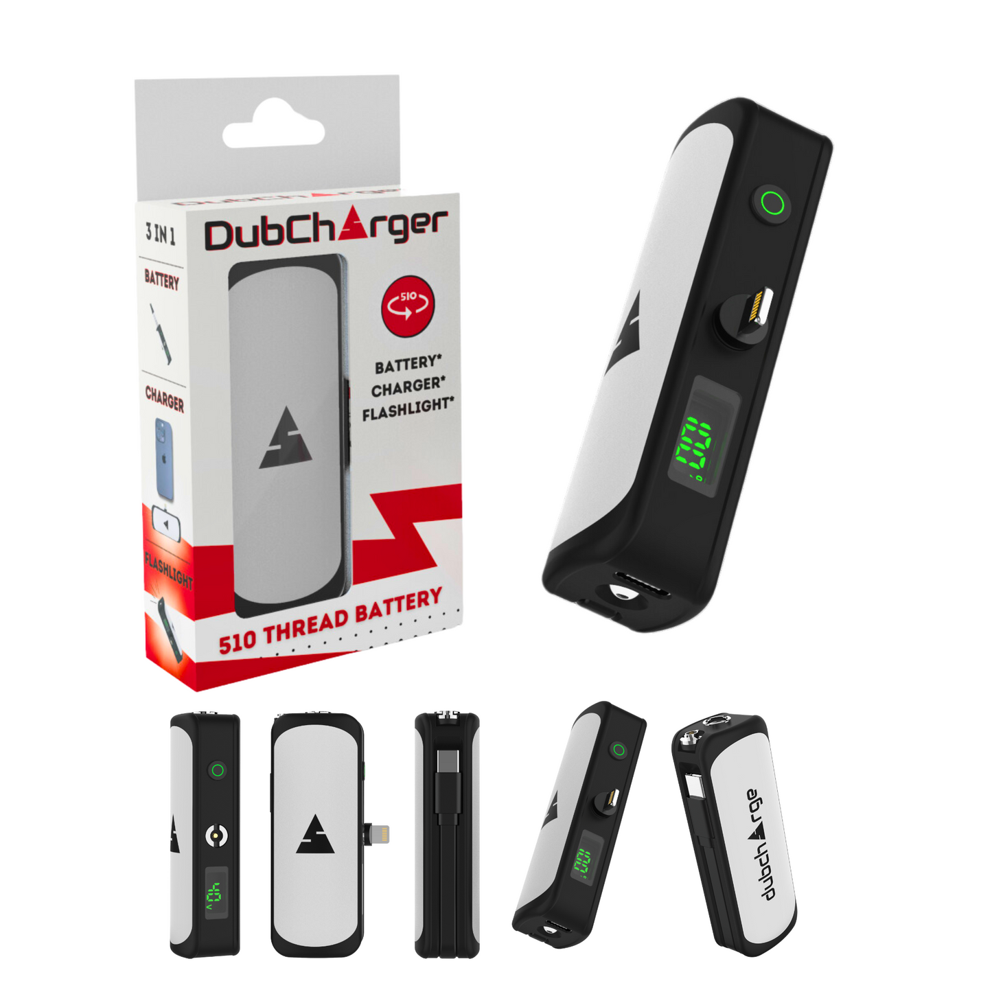 The DubCharger - Portable Charger / Flash Light / 510 Thread Battery